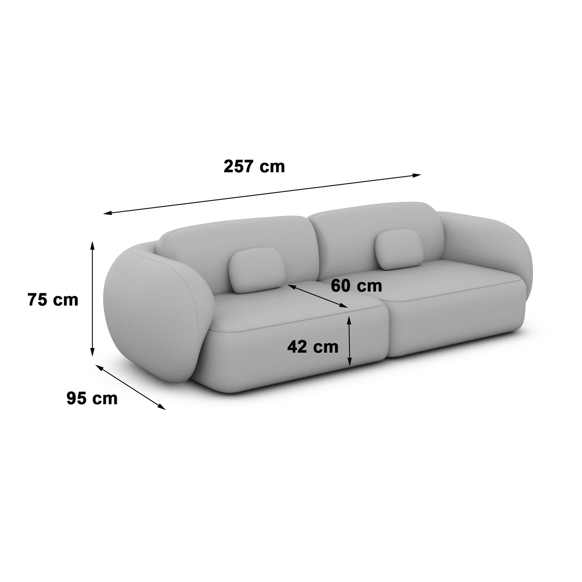 
4-Sitzer Design Sofa „Avella“ mit Strukturstoff-Bezug - Strukturstoff Anthrazit