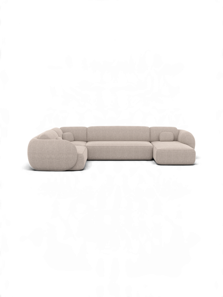 
Divano panoramico di design a 6 posti «Avella XL» con rivestimento in tessuto strutturato - Tessuto strutturato Beige / Lato lungo a sinistra