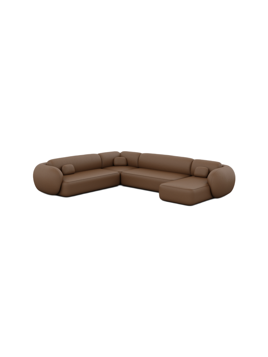 
Divano panoramico di design a 7 posti in vera pelle «Avella XXL» - Vera pelle Choco Brown / Lato lungo a sinistra