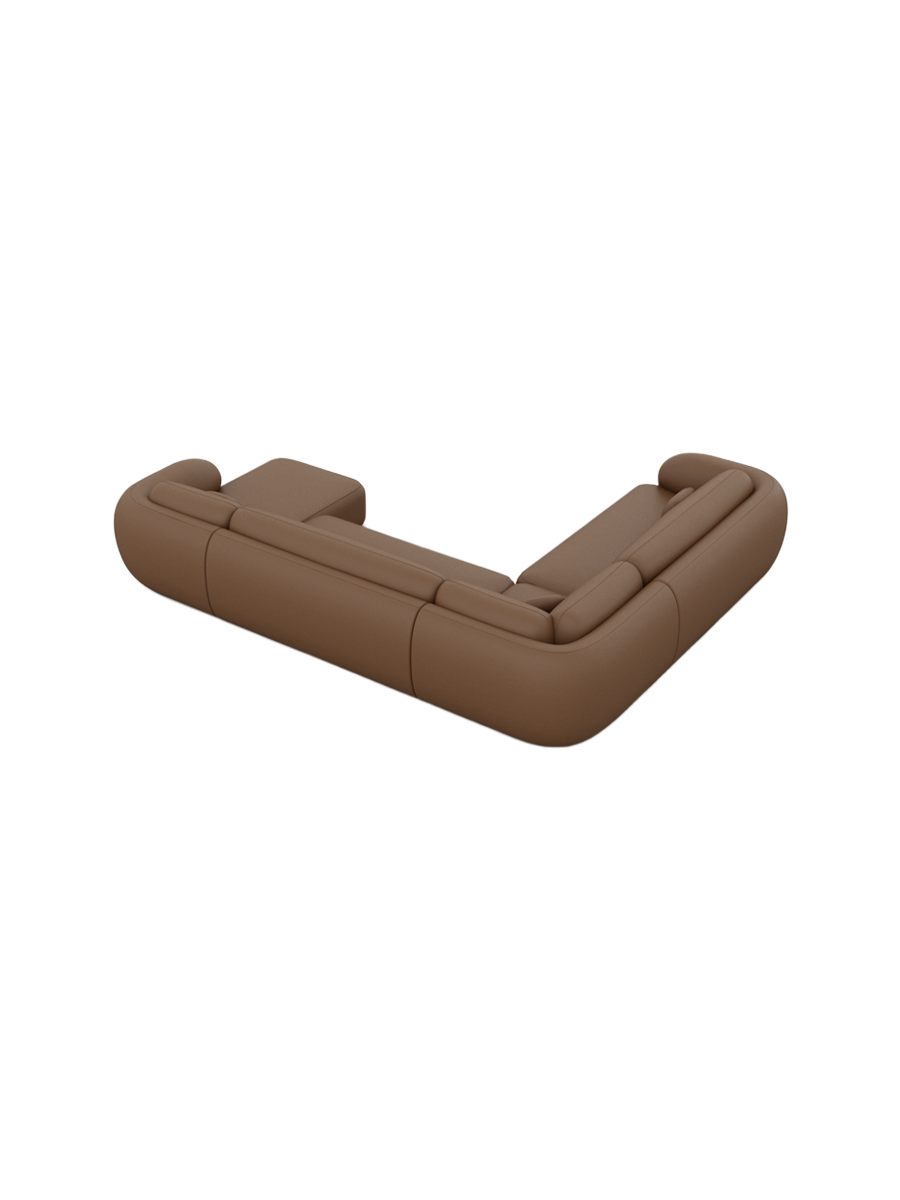 
Divano panoramico di design a 7 posti in vera pelle «Avella XXL» - Vera pelle Choco Brown / Lato lungo a sinistra