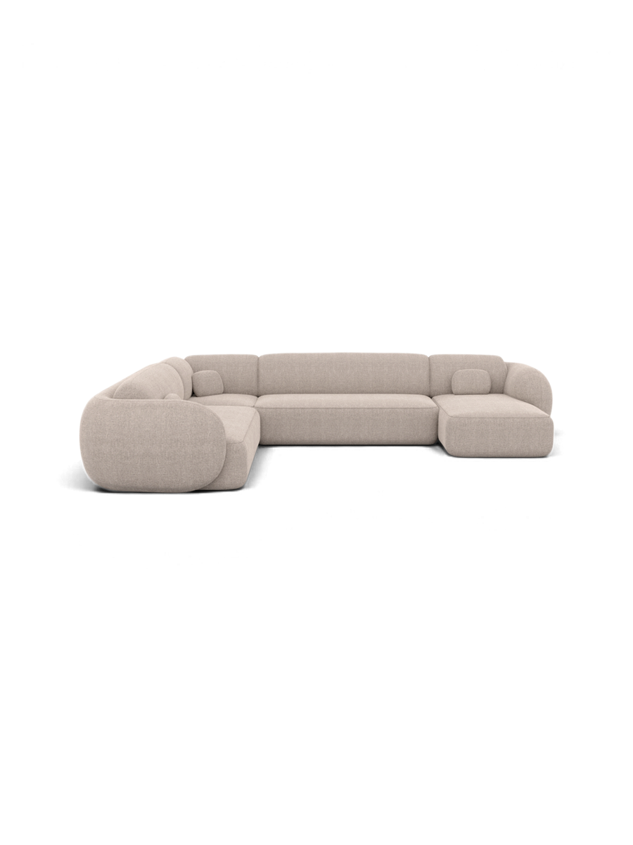 
Divano panoramico di design a 7 posti «Avella XXL» con rivestimento in tessuto strutturato - Tessuto strutturato Beige / Lato lungo a sinistra