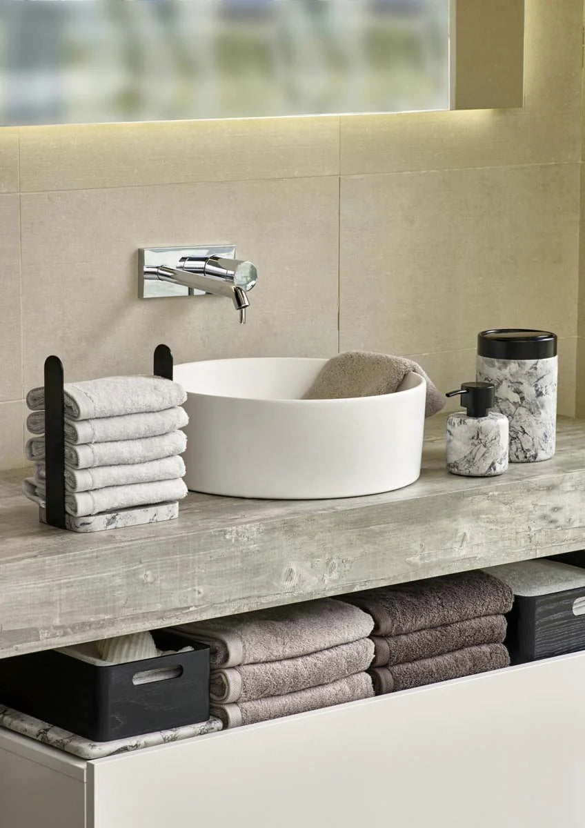 
Porte-serviettes invité « Nero Lux » de luxe, fait main, à fixer au mur, Alba