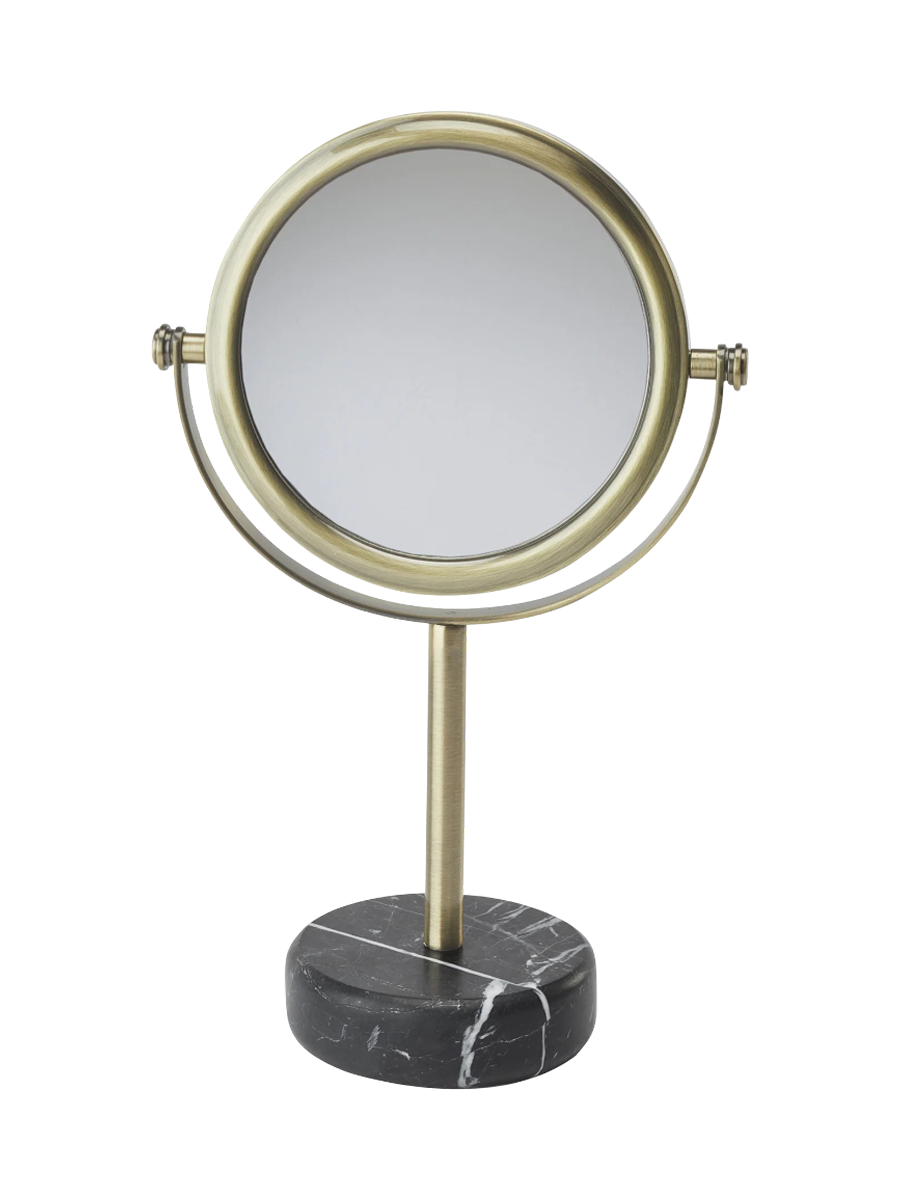 
Handmade, Luxurious Cosmetic Mirror "Nero Lux" in Marble, Black/Gold