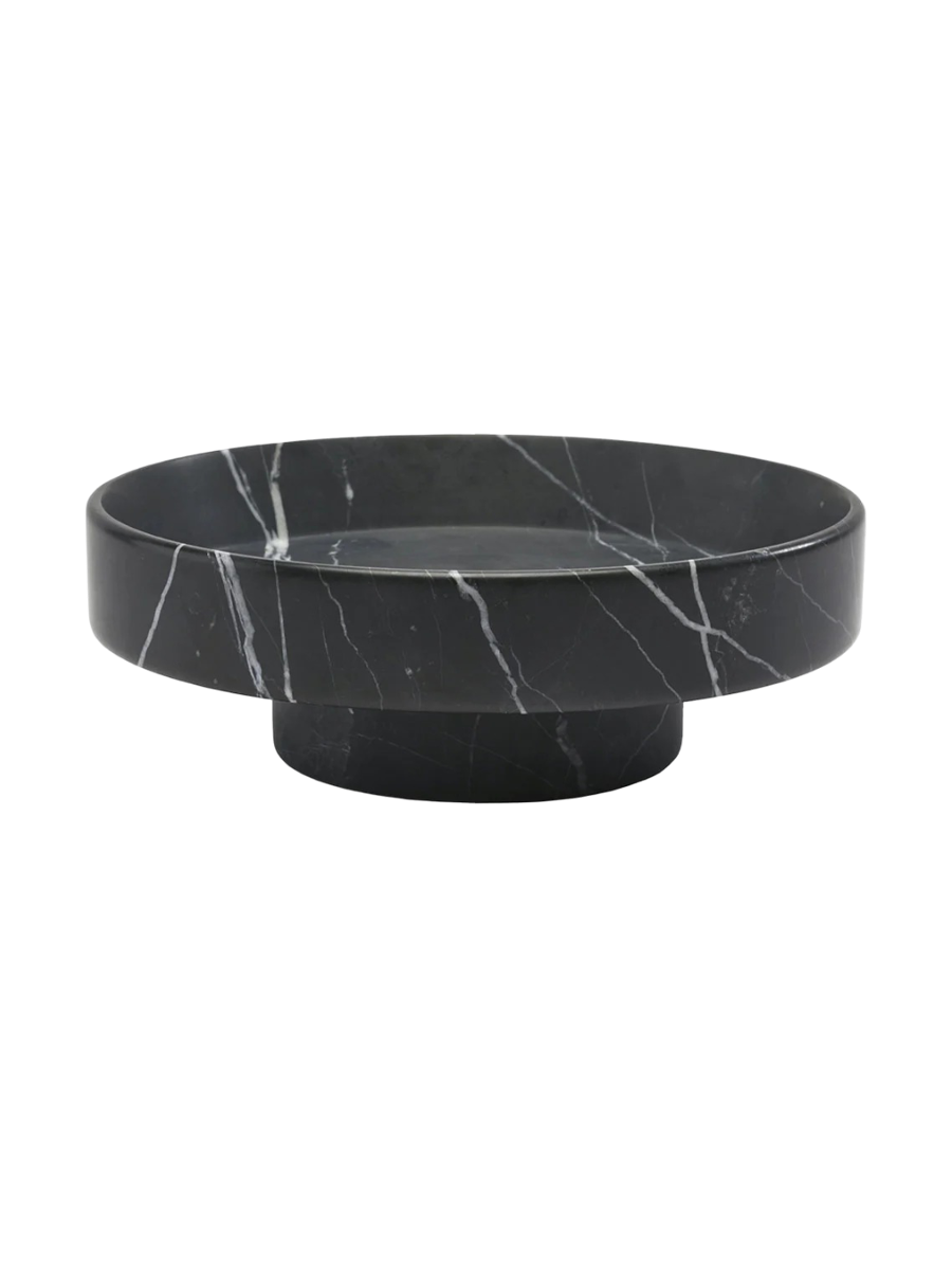 
Large handcrafted, luxurious bath tray "Nero Lux" Ø 30 cm made of marble, Black