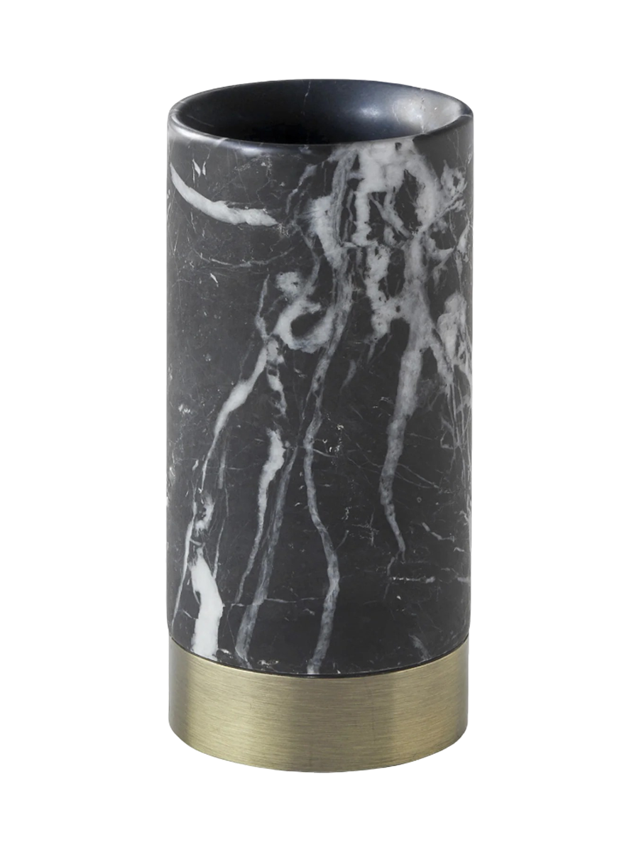 
Gobelet à brosses à dents luxueux « Nero Lux » en marbre, fait à la main, Black