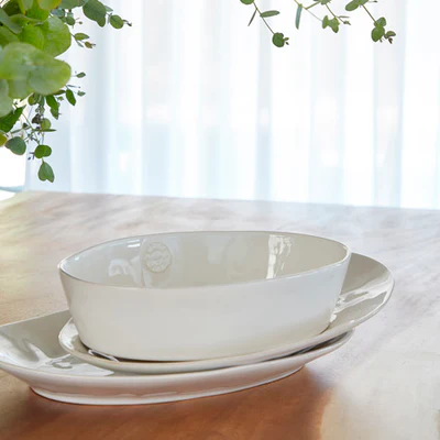 
Handmade Serving Platter "Nova" - White / Medium, 29.1 x 21.4 cm