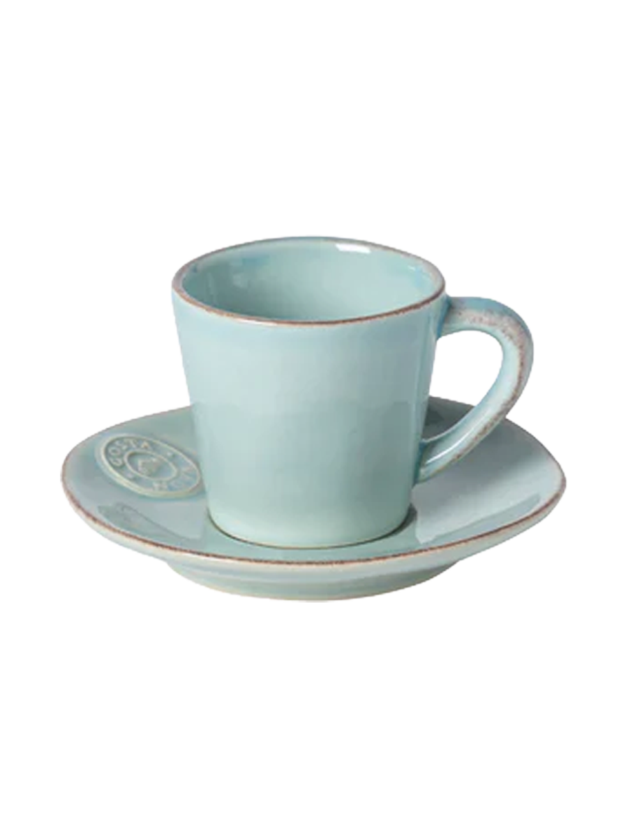 
Handmade espresso cup "Nova" with saucer - Sea turquoise