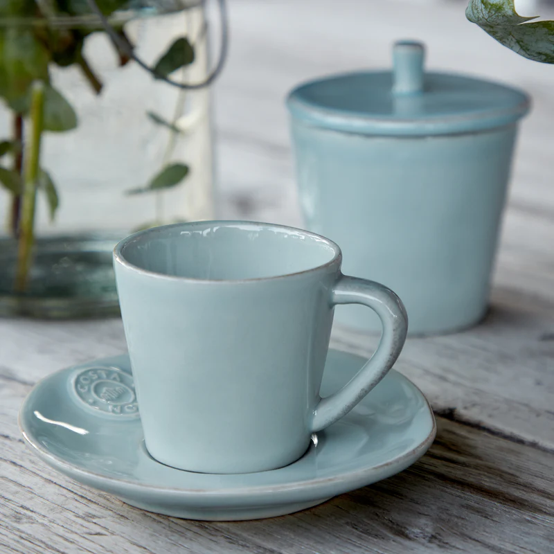 
Handmade espresso cup "Nova" with saucer - Sea turquoise