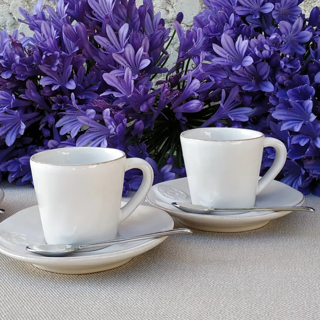 
Handmade espresso cup "Nova" with saucer - White
