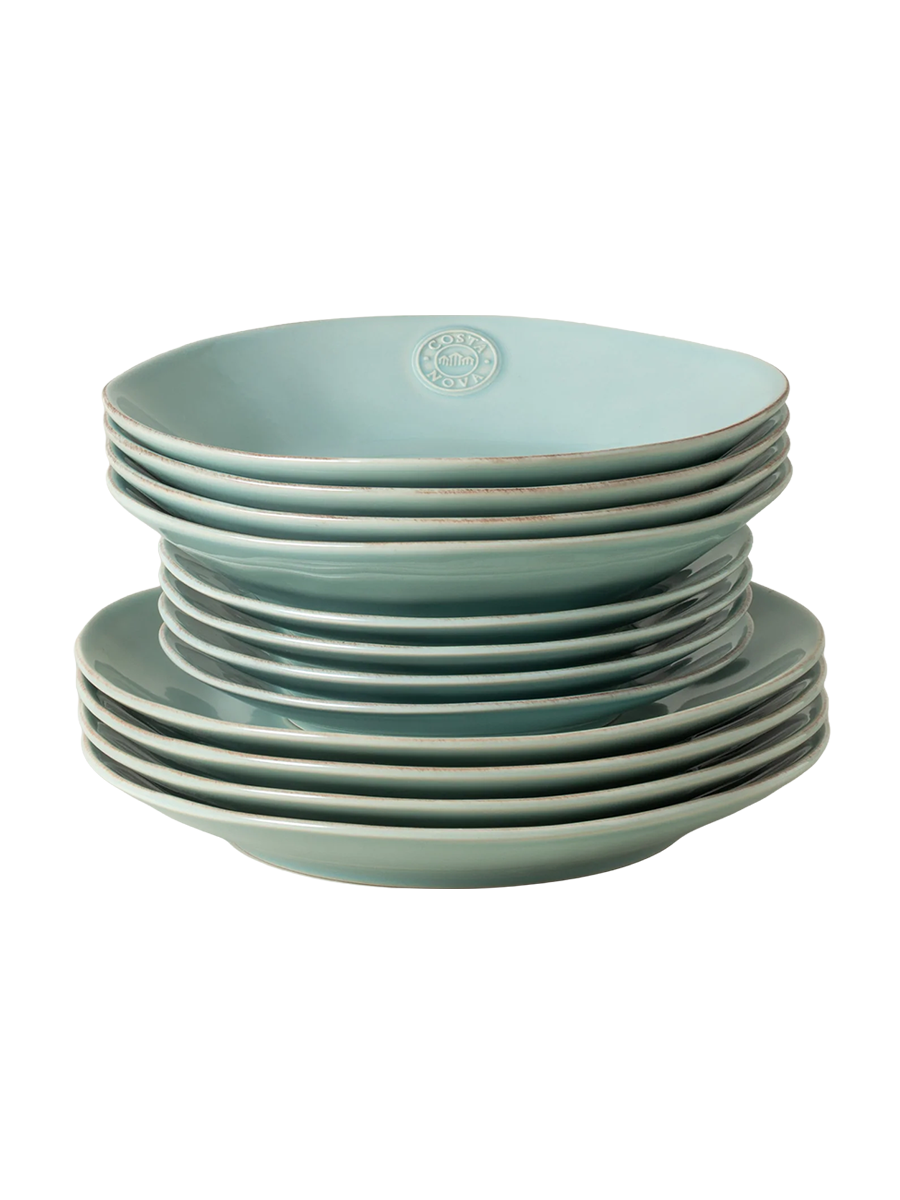 
Handmade Dinnerware Set "Nova II Turquoise", 4 persons, 12-piece
