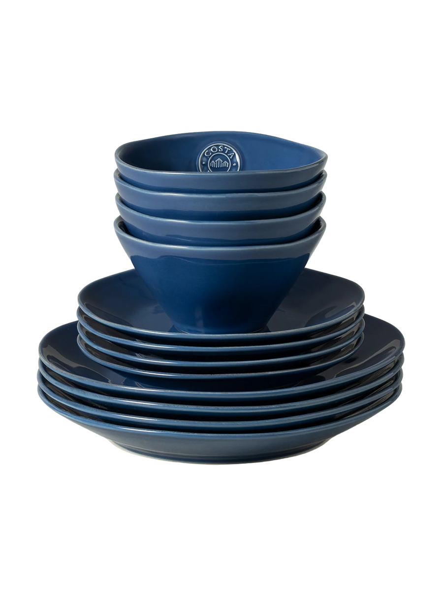 
Handmade Dinnerware Set "Nova Denim", 4 People, 12-Piece