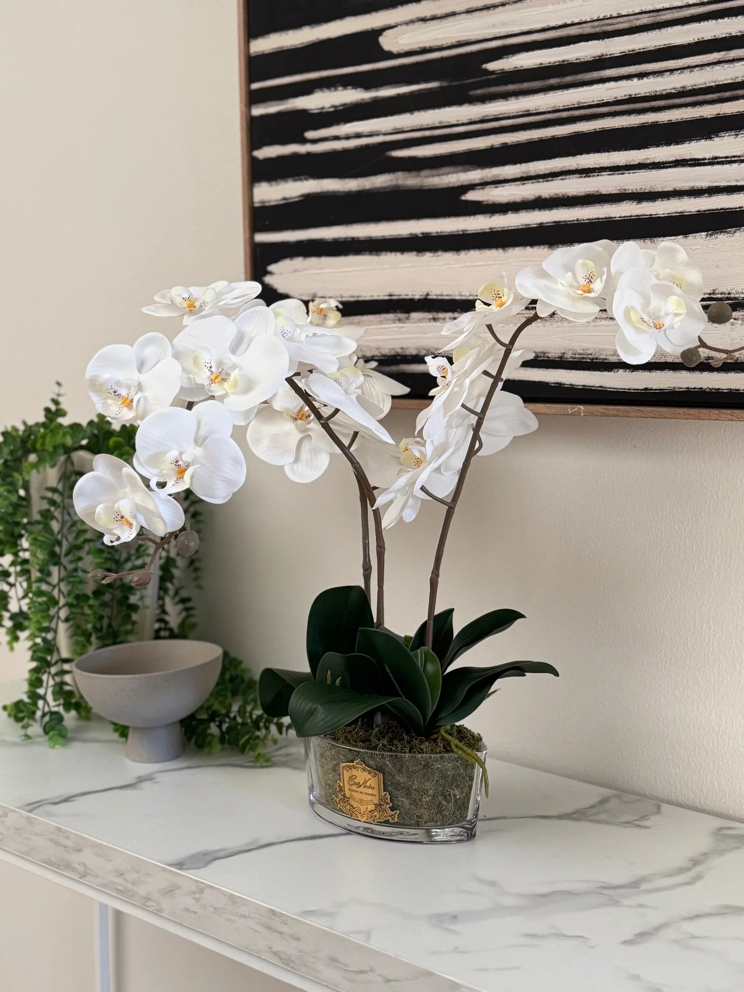 
Diffuseur de parfum d'ambiance de luxe « Luxury Oval Orchid Bouquet » - Blanc et or