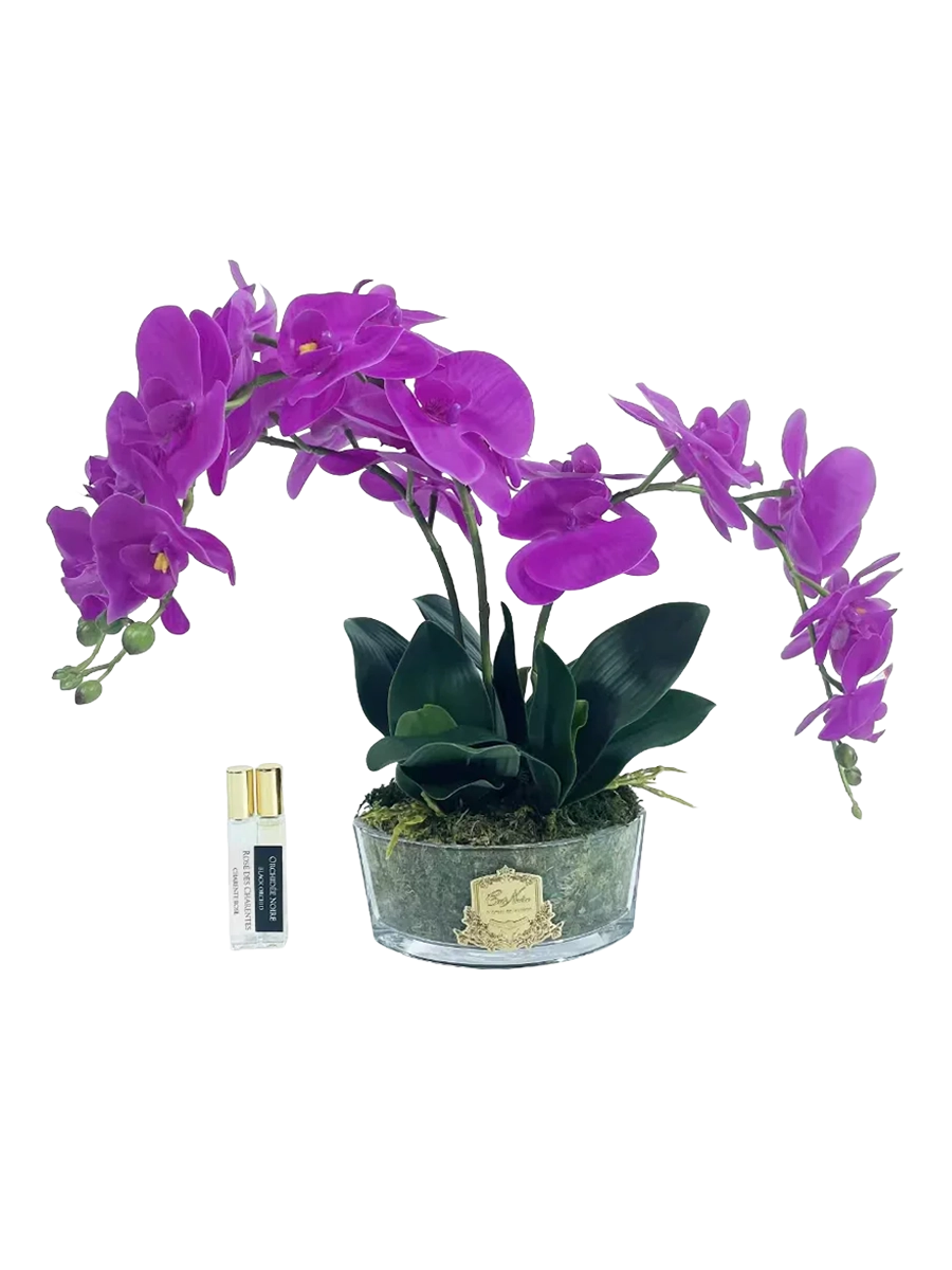 
Diffuseur de parfum d'ambiance de luxe « Luxury Oval Orchid Bouquet » - Fuchsia et or