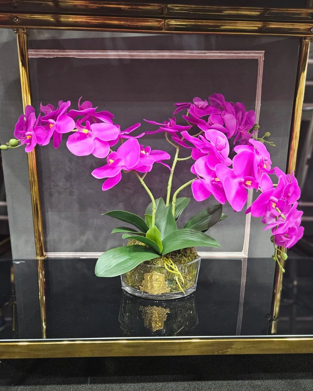 
Diffuseur de parfum d'ambiance de luxe « Luxury Oval Orchid Bouquet » - Fuchsia et or