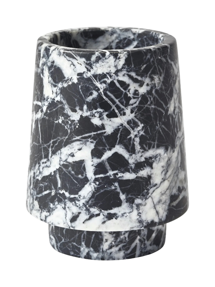 
Handgefertigter, luxuriöser Zahnputzbecher „Orion“ aus Marmor, Schwarz
