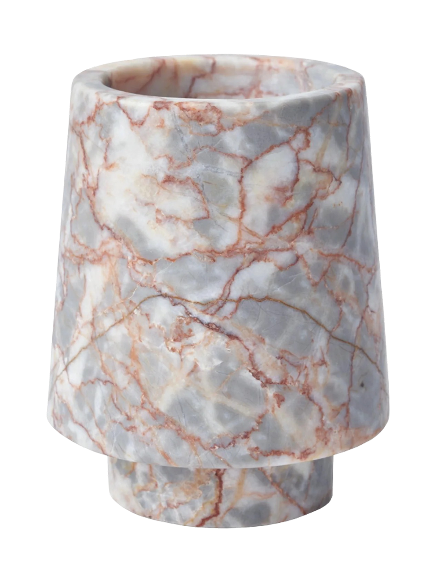 
Handgefertigter, luxuriöser Zahnputzbecher „Orion“ aus Marmor, Almond