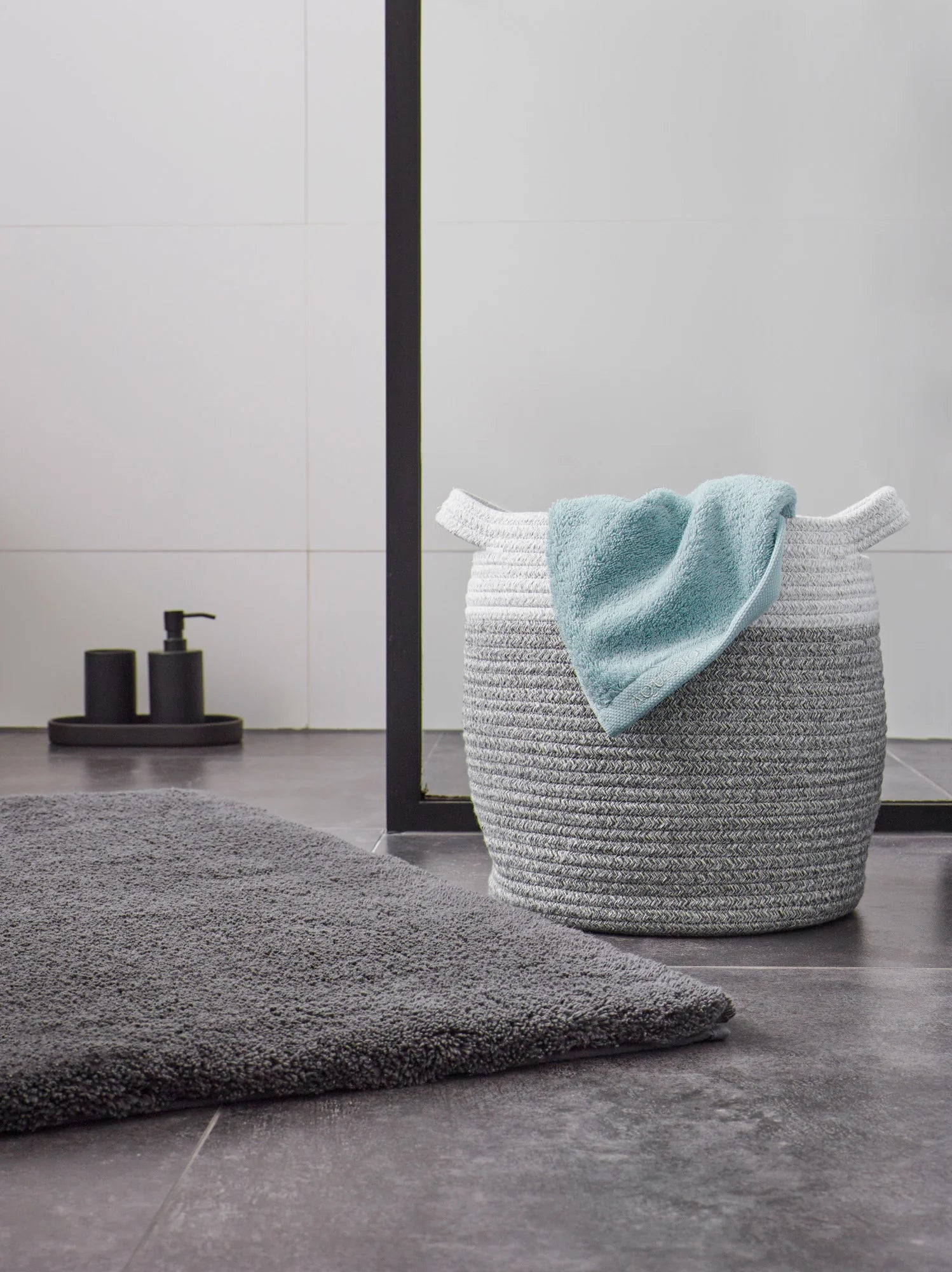 
Designer storage and laundry basket "Osman" Medium, Ø 36 x 50 cm - Light gray