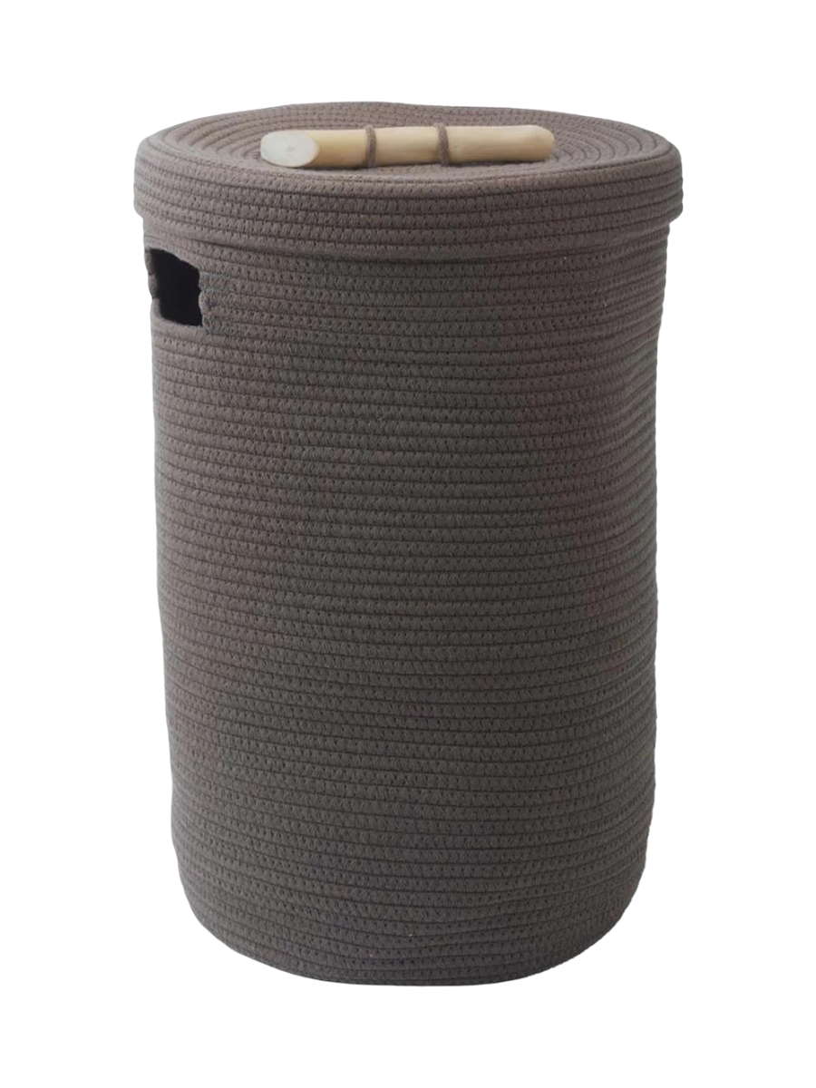 
Panier de rangement et à linge « Otis » avec couvercle - Gris-brun