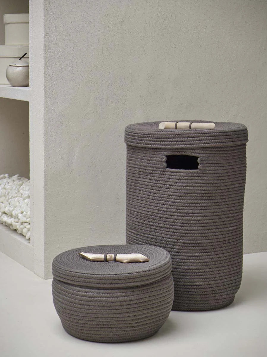 
Panier de rangement et à linge « Otis » avec couvercle - Gris-brun