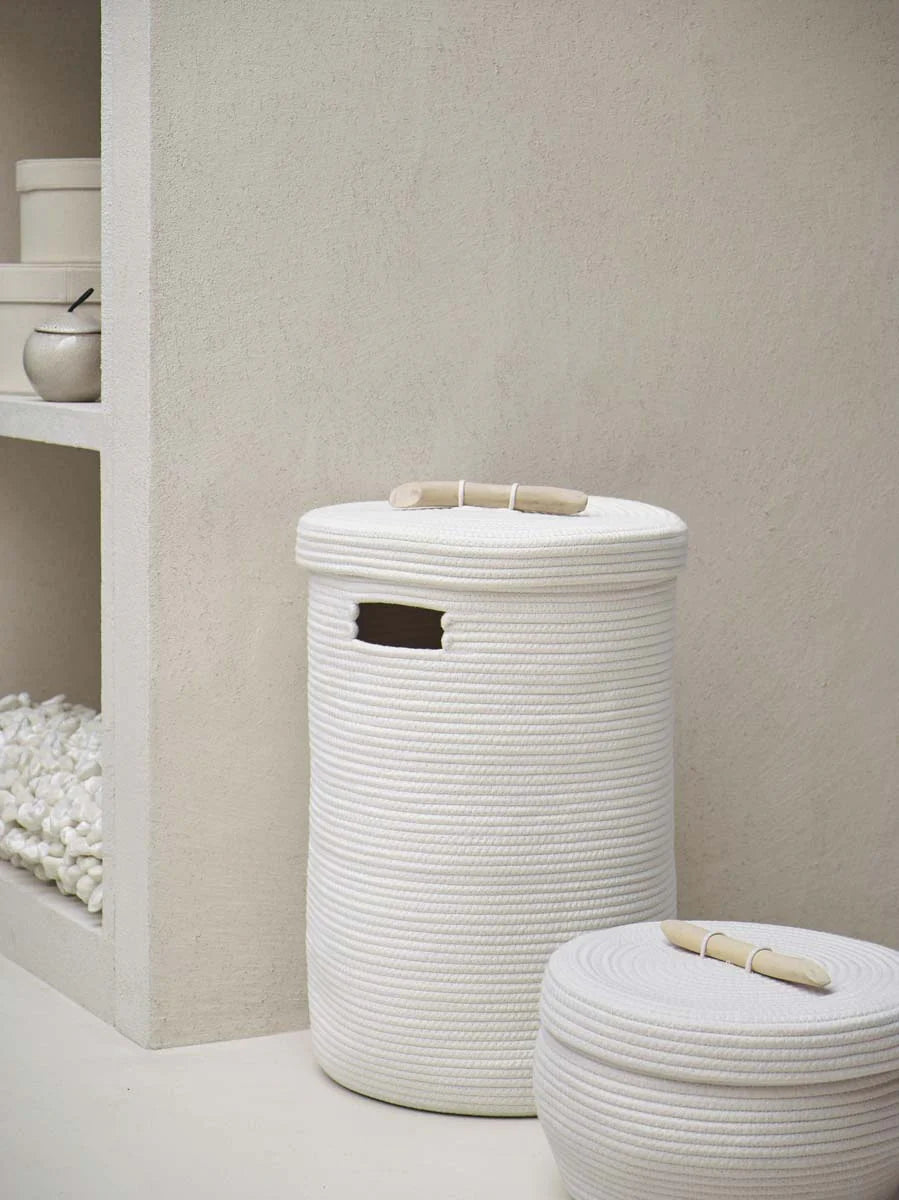 
Panier de rangement et à linge « Otis » avec couvercle - Ivoire