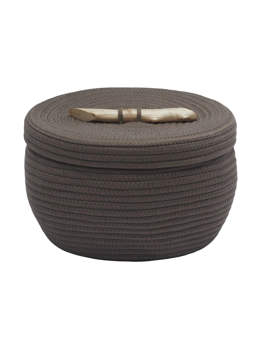 
Panier de rangement design « Otis » avec couvercle, Gris-brun
