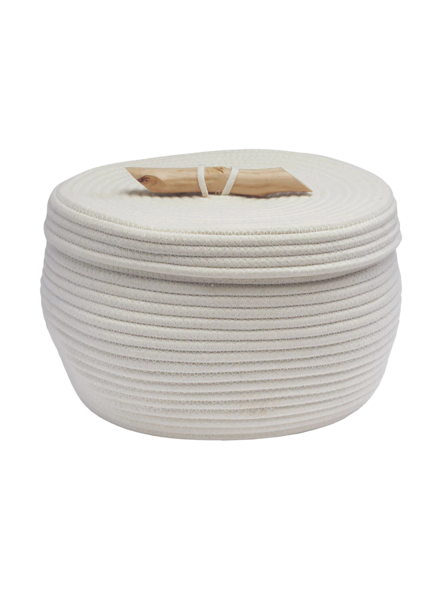 
Designer Storage Basket "Otis" with Lid, Ivory