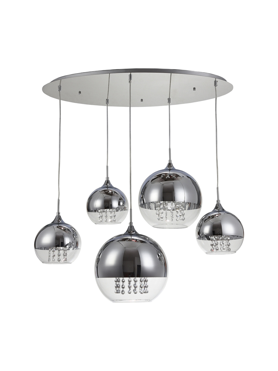 
Design Hängelampe „Fermi“ Gold“ 5-Flammig - Silber