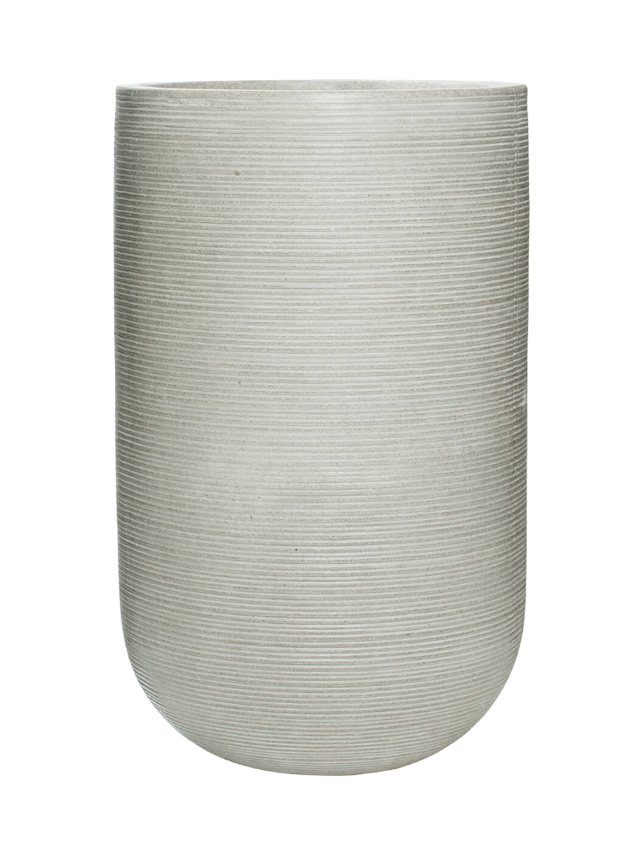 
High-Quality Indoor/Outdoor Planter "Ridged Cody High" - Light gray