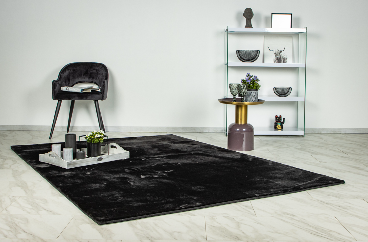 
Hochwertiger Hochflor Design Teppich „Paradise 400“ - Schwarz - 80 x 150 cm