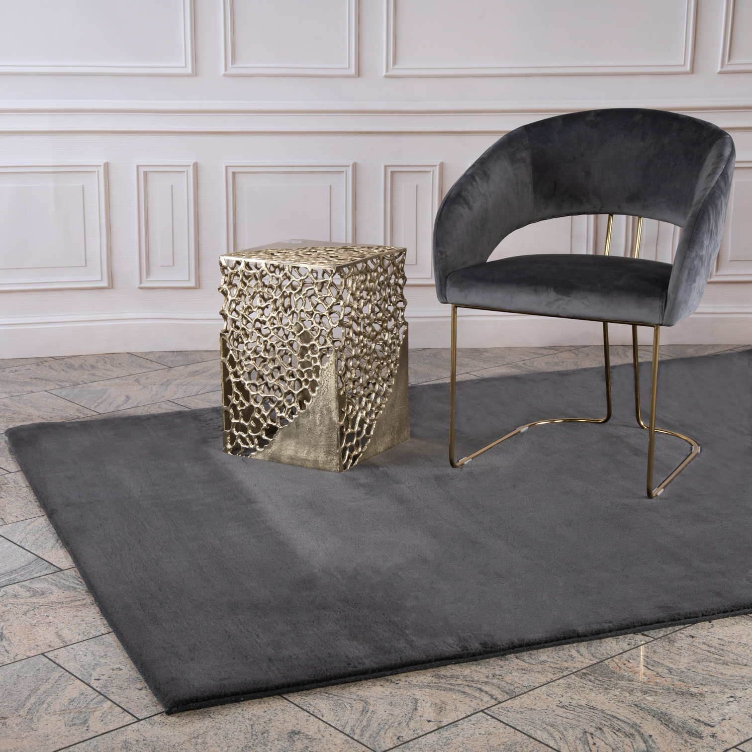 
High-Quality Deep Pile Designer Rug "Paradise 400" - Graphite - 80 x 150 cm