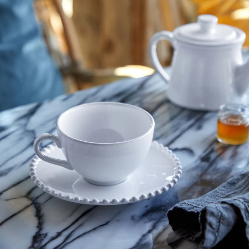 
Handmade Coffee & Tea Cup "Pearl" with Saucer