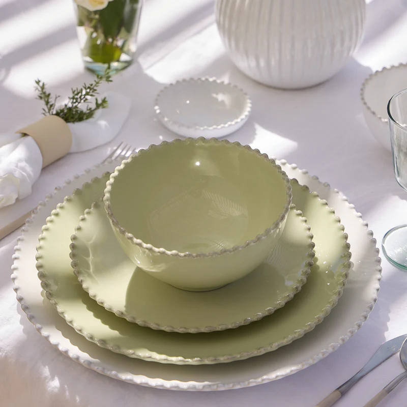 
Handmade Salad/Dessert Plate "Pearl" - Light green