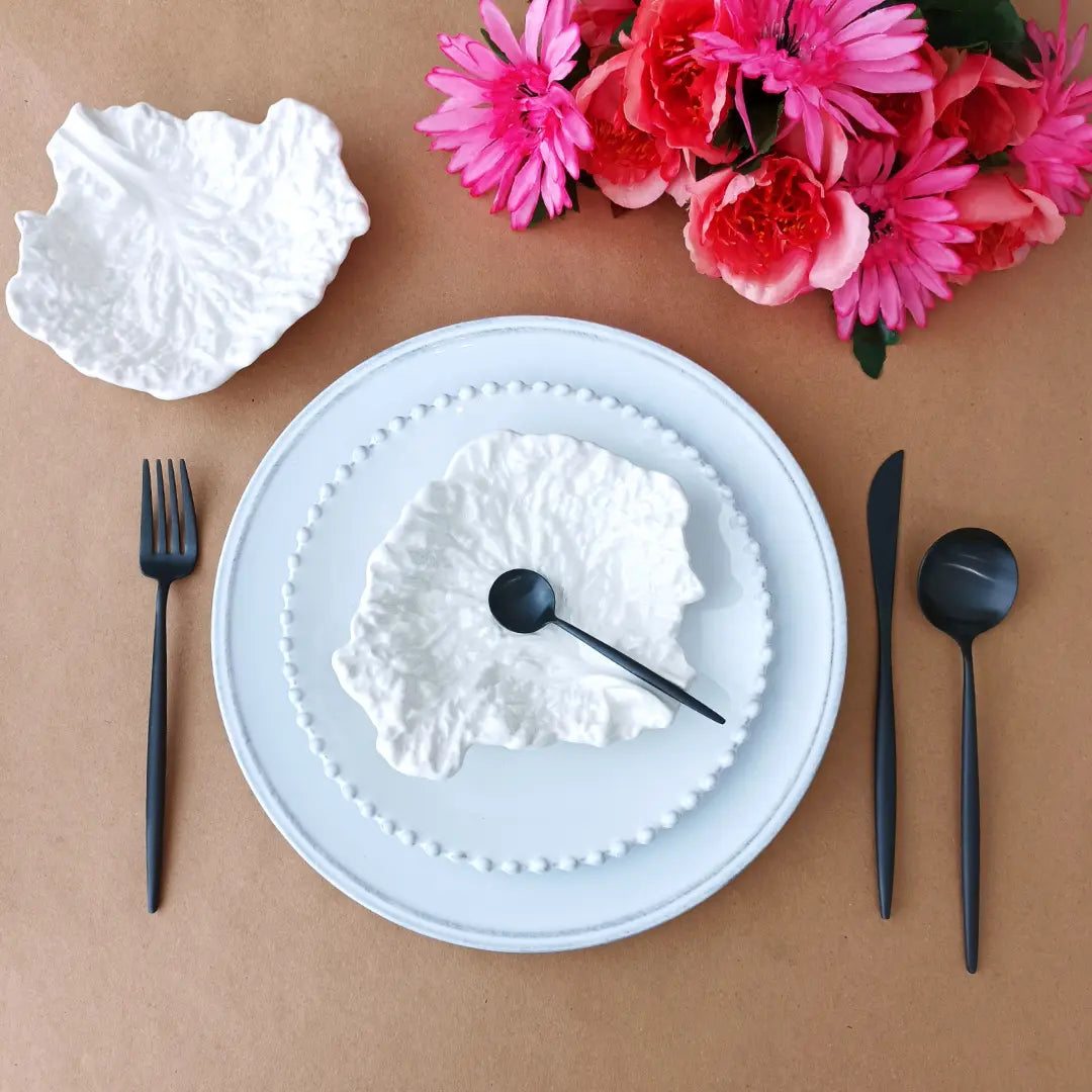 
Handmade Salad/Dessert Plate "Pearl" - White