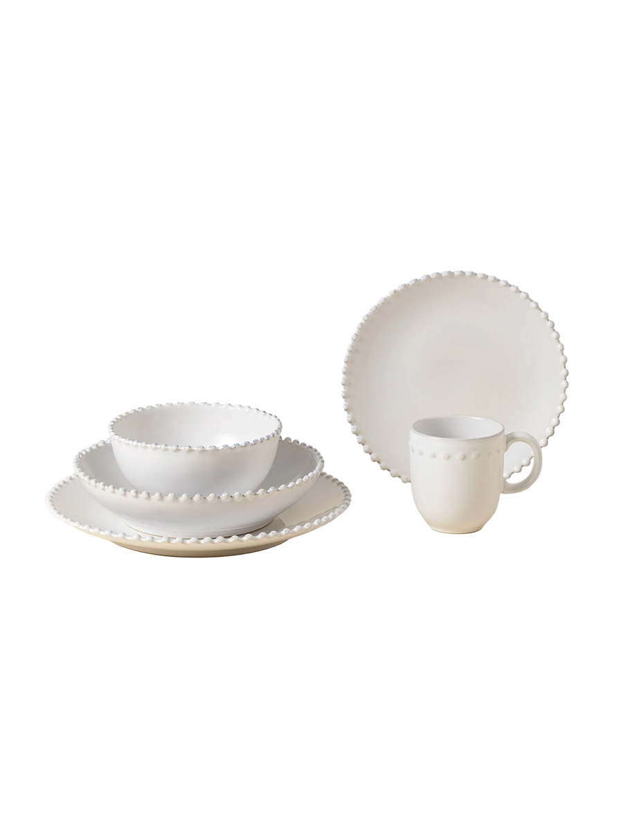 
Handmade Dinnerware Set "Pearl White", 5-piece