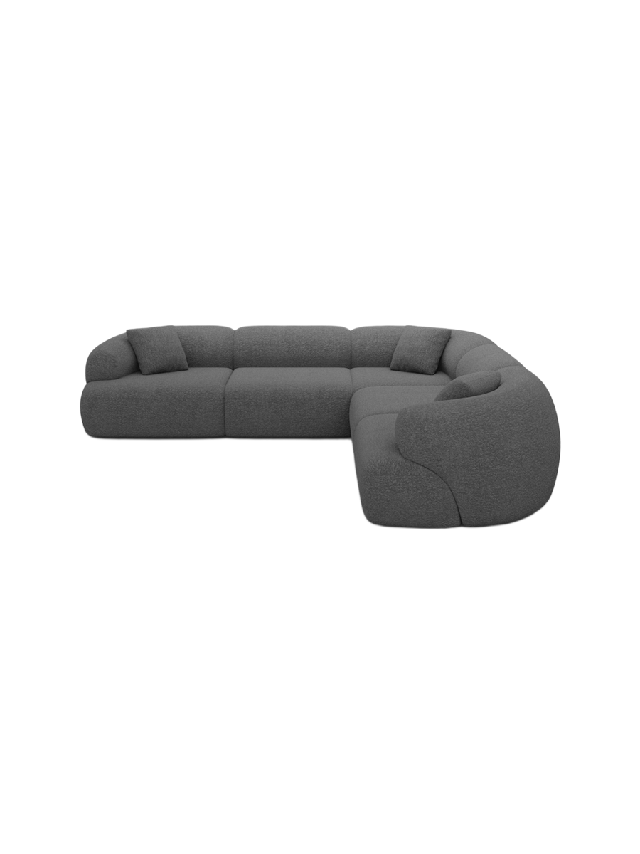 
5-Sitzer Design Ecksofa „Astoria“ mit Bouclé-Bezug - Bouclé Graphit