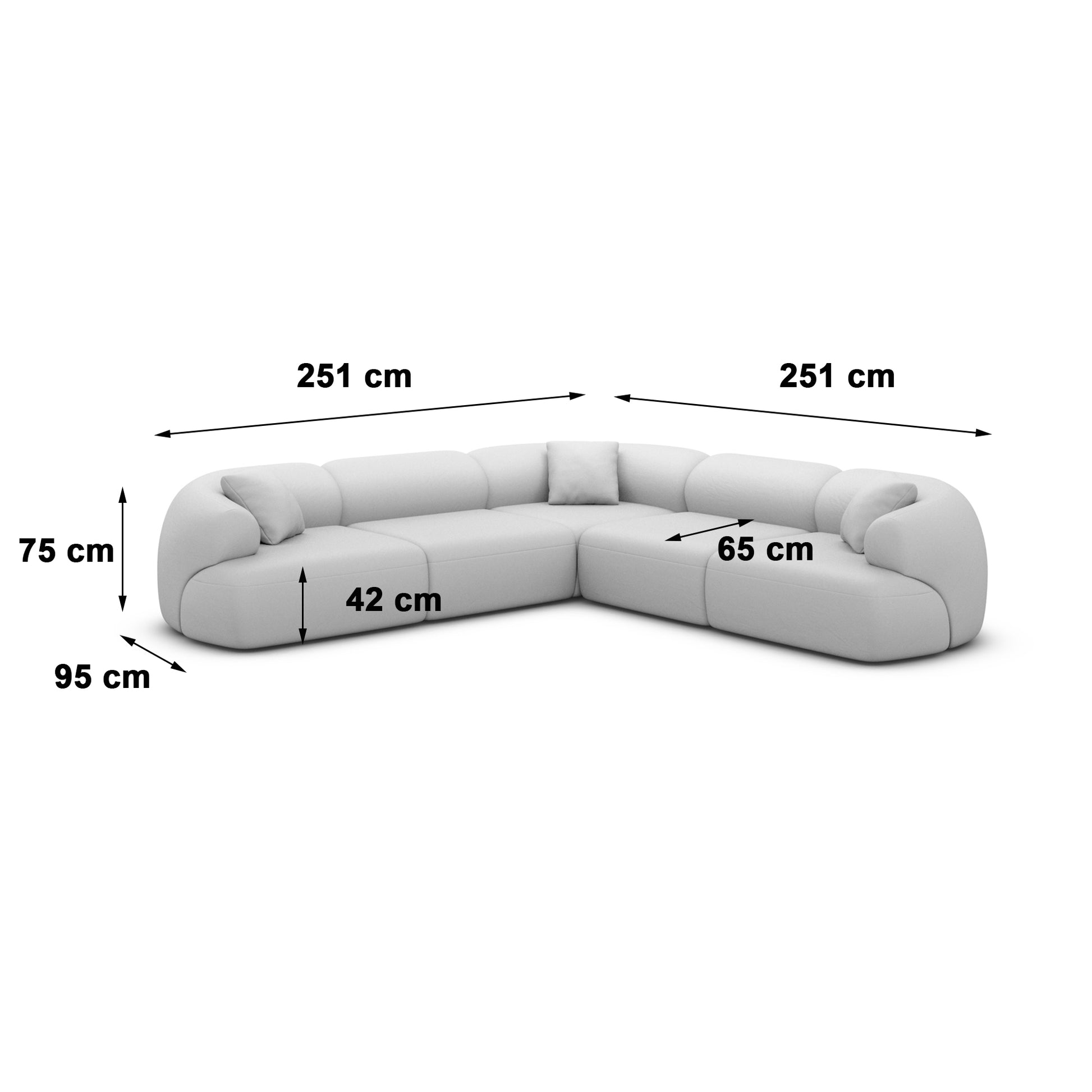 
5-Sitzer Design Ecksofa „Astoria“ mit Bouclé-Bezug - Bouclé Graphit