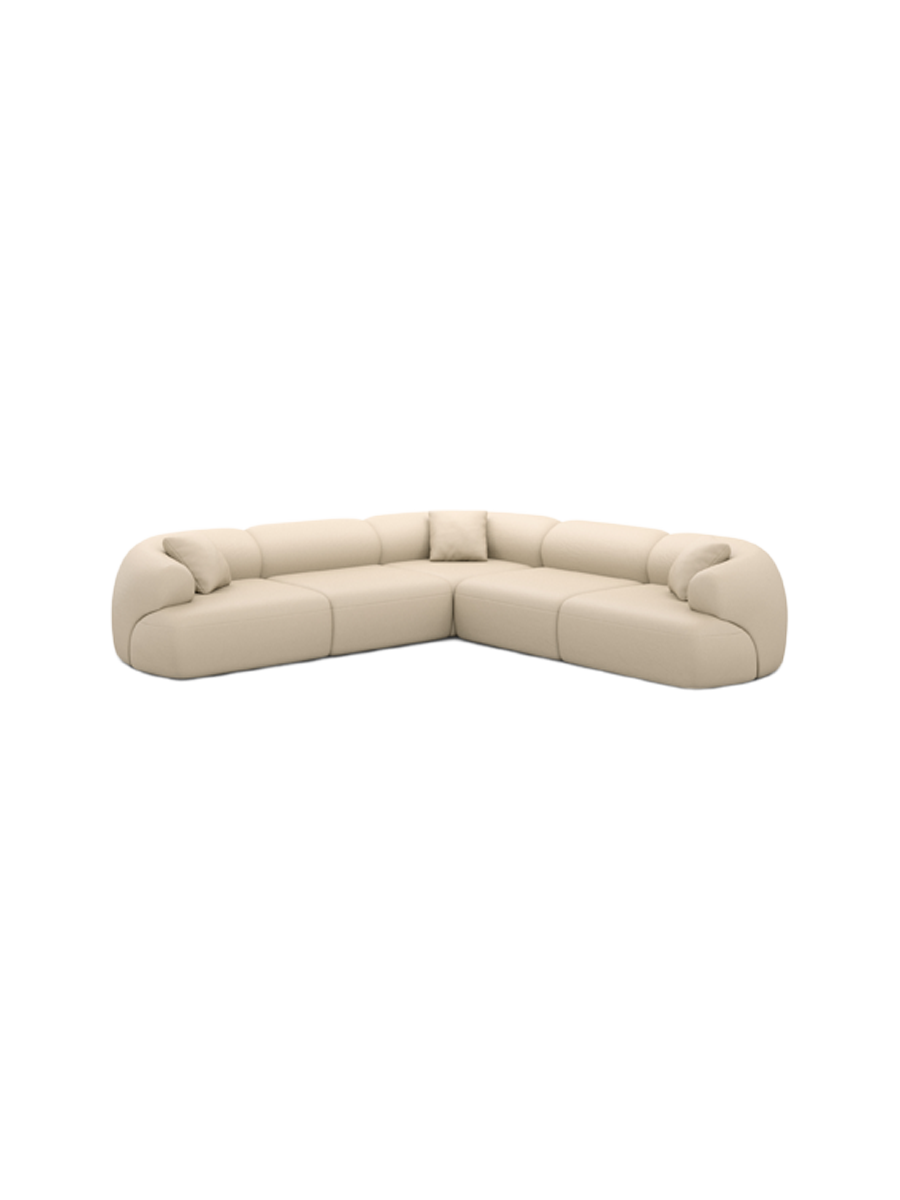 
5-Sitzer Design Echtleder Ecksofa „Astoria“ - Echtleder Beige