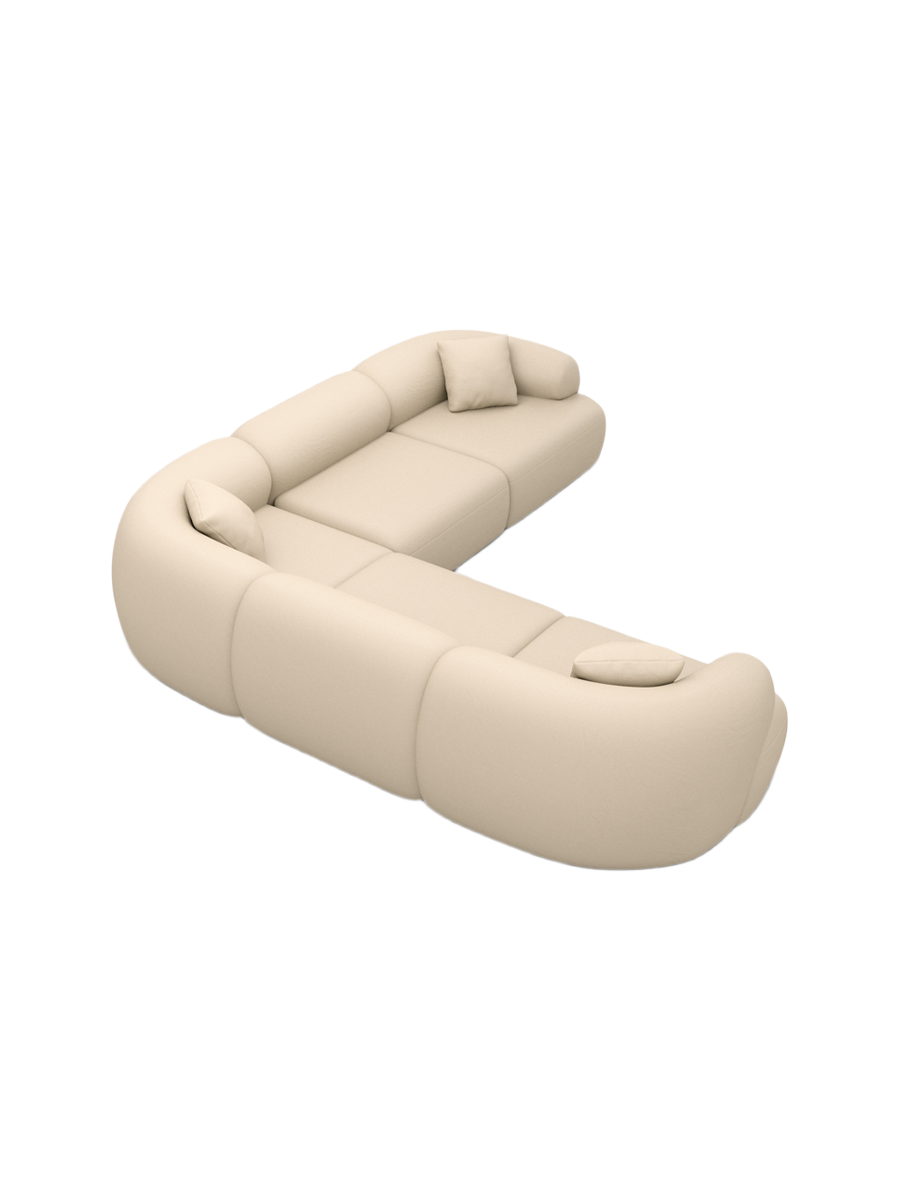 
5-Sitzer Design Echtleder Ecksofa „Astoria“ - Echtleder Beige
