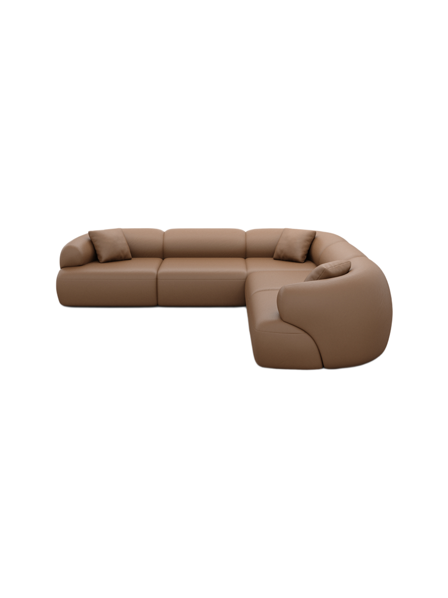 
5-Sitzer Design Echtleder Ecksofa „Astoria“ - Echtleder Beige