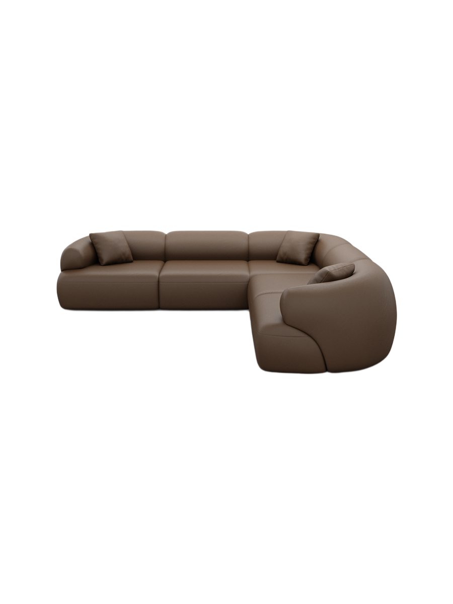 
5-Sitzer Design Echtleder Ecksofa „Astoria“ - Echtleder Beige
