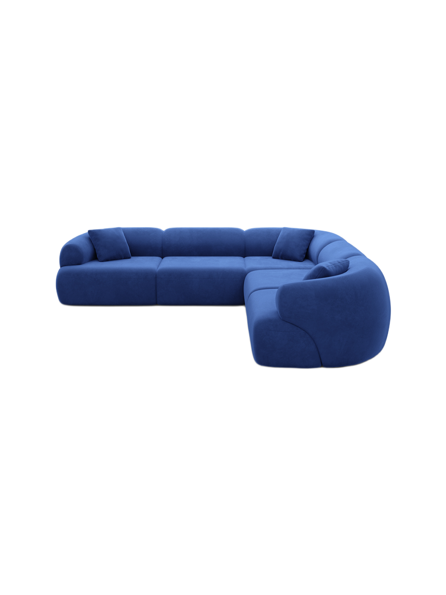 
5-Sitzer Design Ecksofa „Astoria“ mit Samtbezug - Samtbezug Königsblau