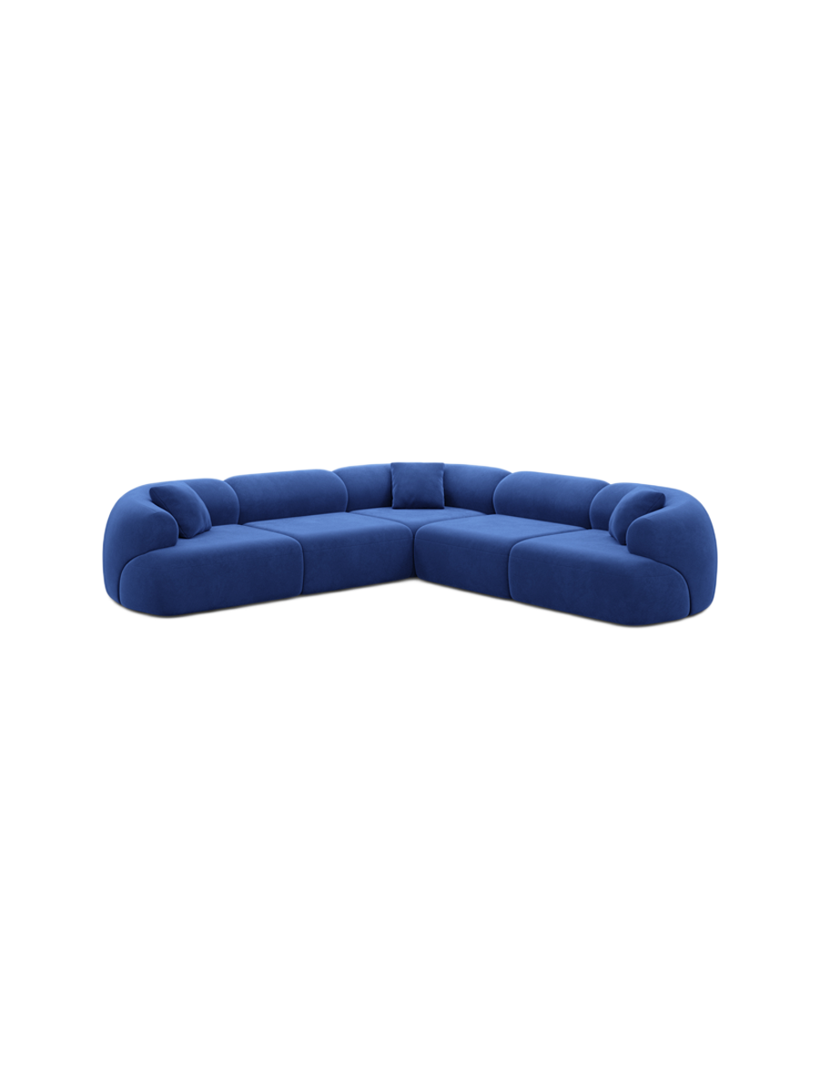 
5-Sitzer Design Ecksofa „Astoria“ mit Samtbezug - Samtbezug Königsblau