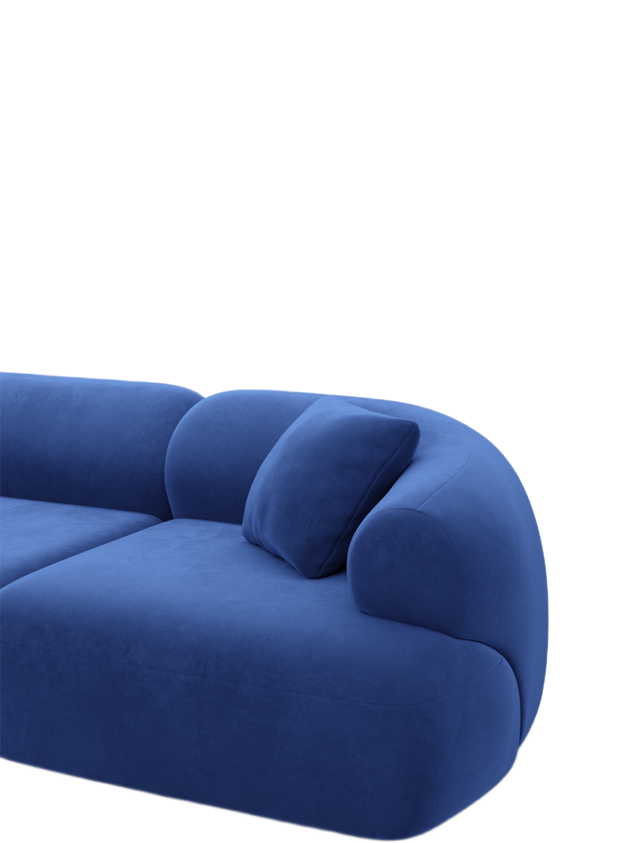 
5-Sitzer Design Ecksofa „Astoria“ mit Samtbezug - Samtbezug Königsblau