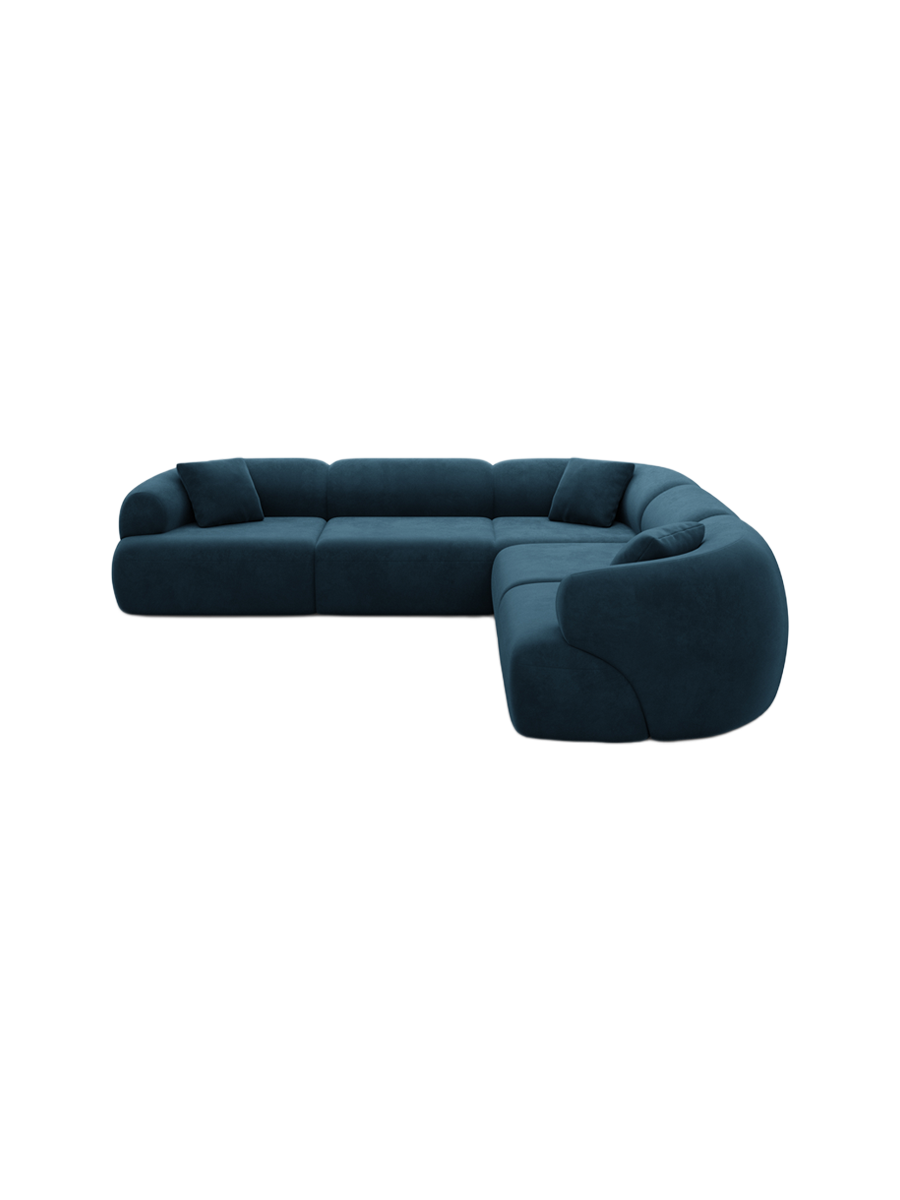 
5-Sitzer Design Ecksofa „Astoria“ mit Samtbezug - Samtbezug Königsblau