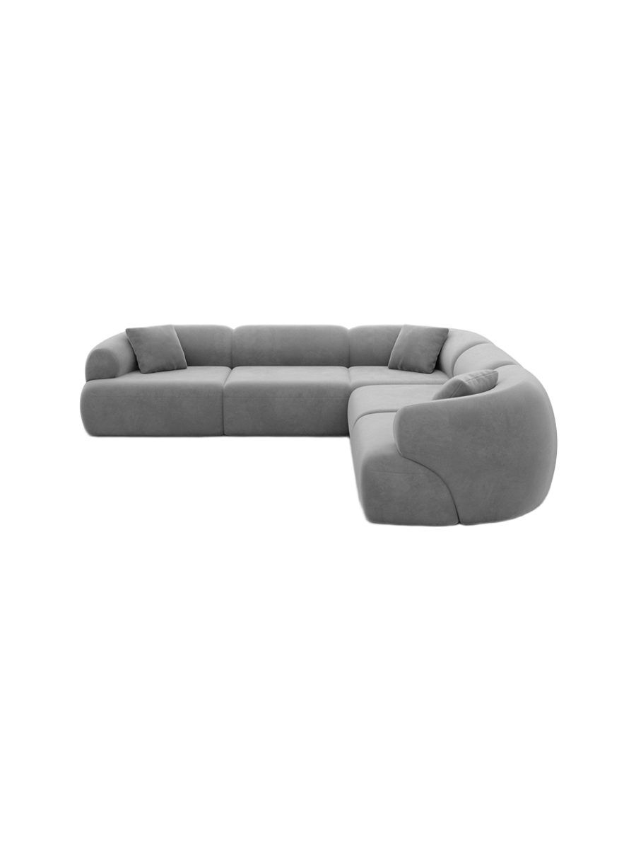 
5-Sitzer Design Ecksofa „Astoria“ mit Samtbezug - Samtbezug Königsblau