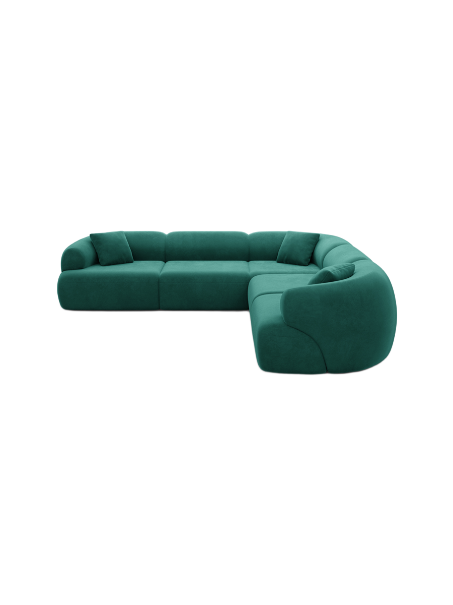 
5-Sitzer Design Ecksofa „Astoria“ mit Samtbezug - Samtbezug Königsblau