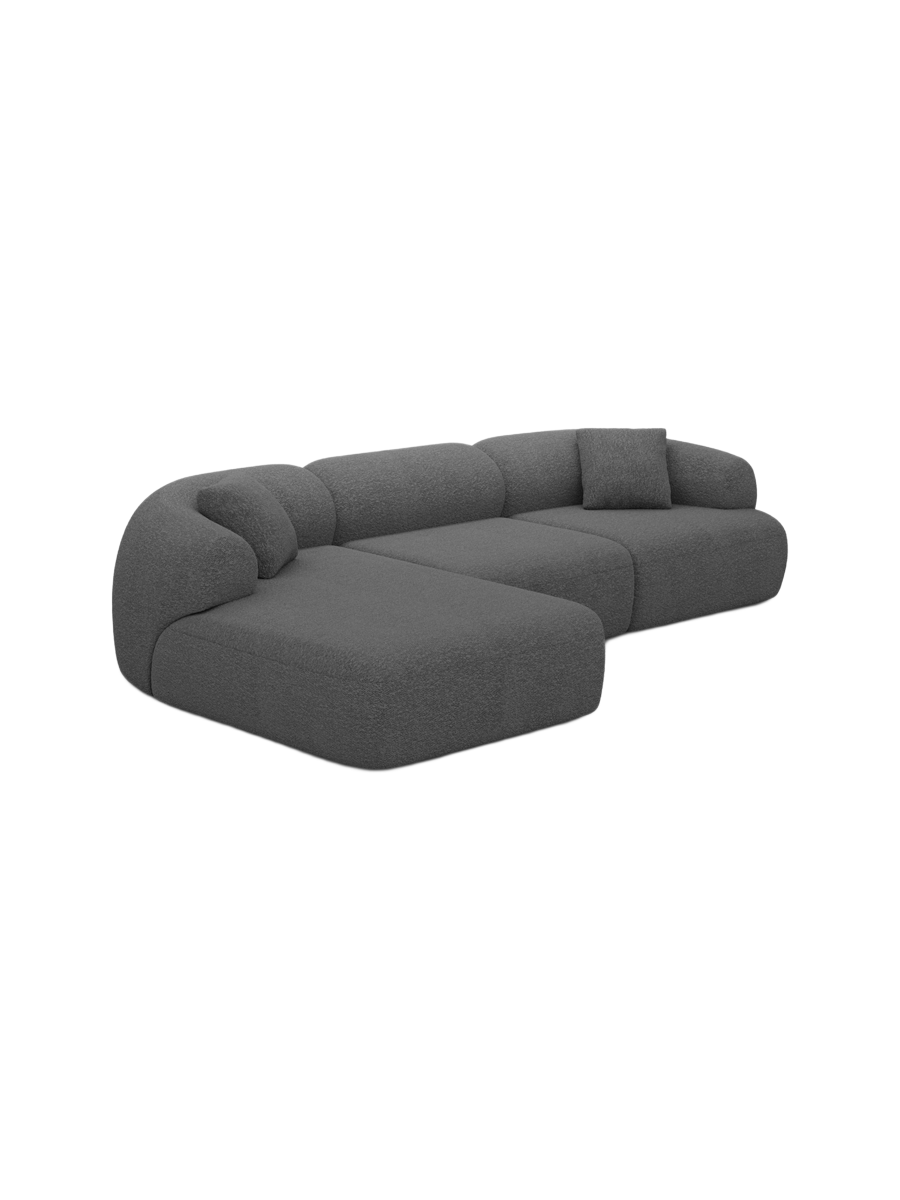 
4-Sitzer Design Ecksofa „Astoria“ mit Bouclé-Bezug - Bouclé Graphit / Eckteil links