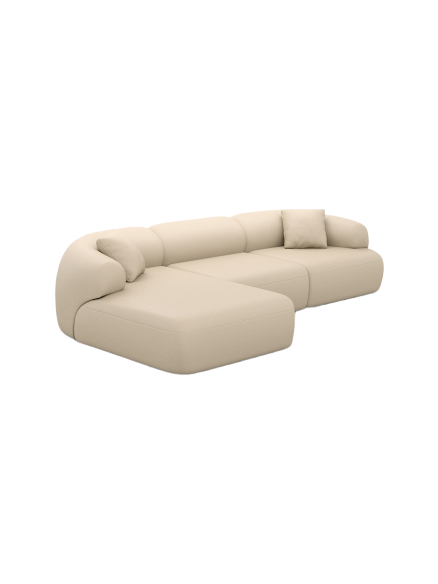 
4-Sitzer Design Echtleder Ecksofa „Astoria“ - Echtleder Beige / Eckteil links