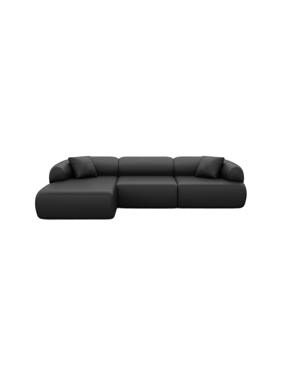 
4-Sitzer Design Echtleder Ecksofa „Astoria“ - Echtleder Beige / Eckteil links