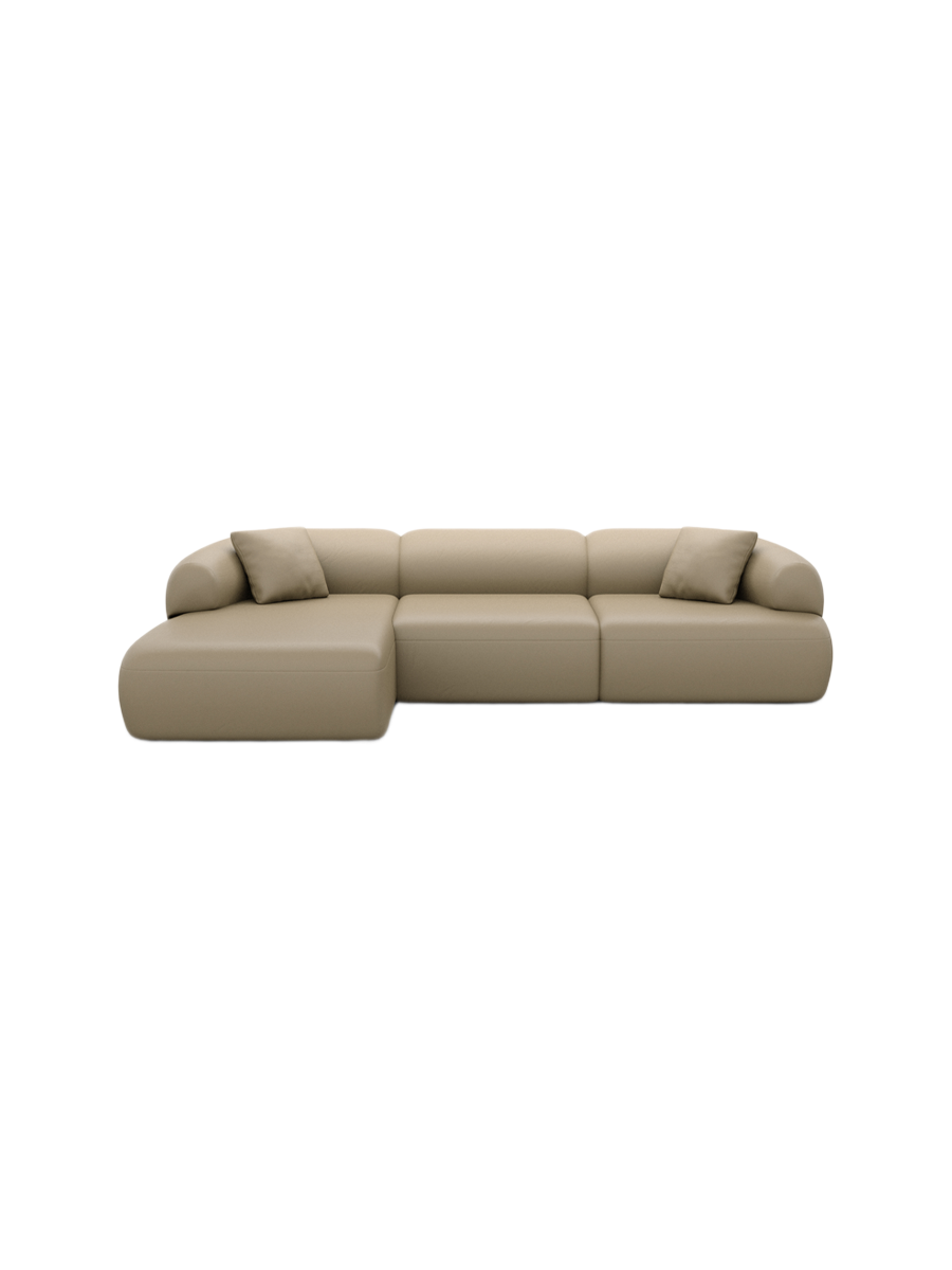 
4-Sitzer Design Echtleder Ecksofa „Astoria“ - Echtleder Beige / Eckteil links